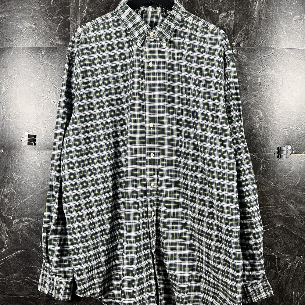 Polo Ralph Lauren Men's Green Plaid Flannel Button Shirt 2XL Tall